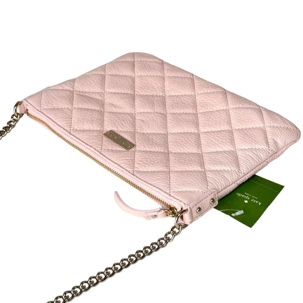 NWT Kate Spade Quilted Leather Shoulder Crossbody Bag Petal Pink Coquette Girly